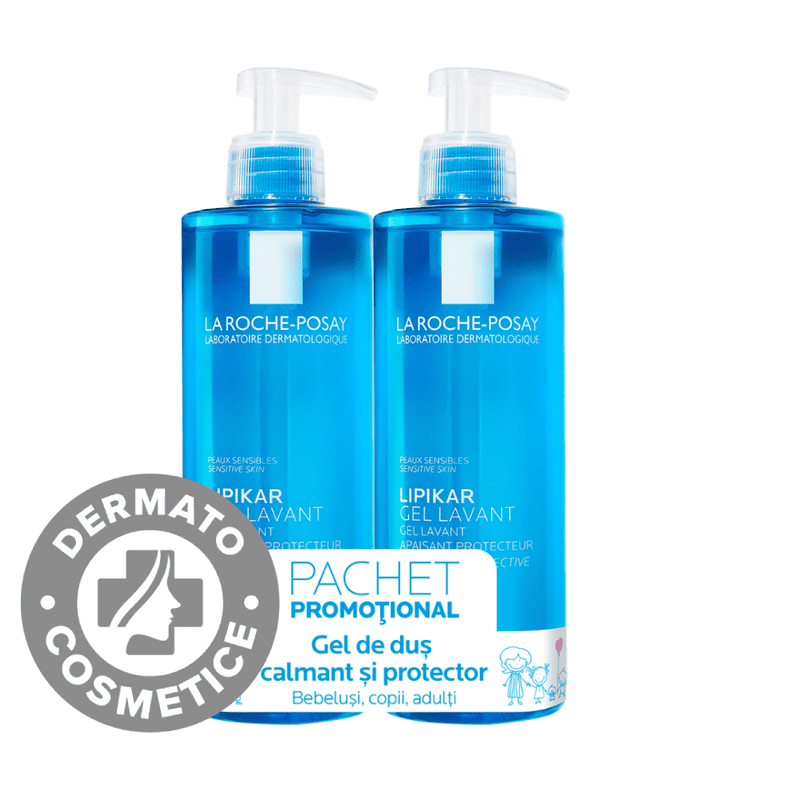 Pachet Lipikar Gel Lavant + 70% reducele la al doilea produs 2 x 400ml + Lipikar baume Light AP+M 15ml