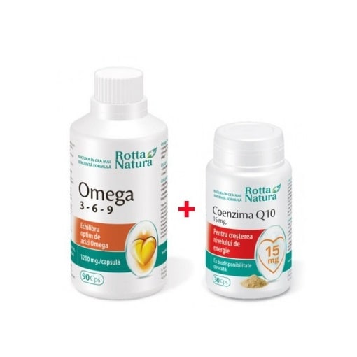 Pachet Omega 3-6-9 90 capsule + Coenzima Q10 15mg 30 capsule