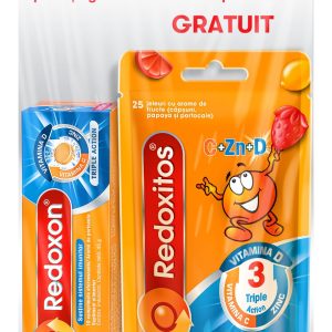 Pachet Redoxon Triple Action 10 comprimate efervescente + Redoxitos Triple Action 25 jeleuri Gratuit