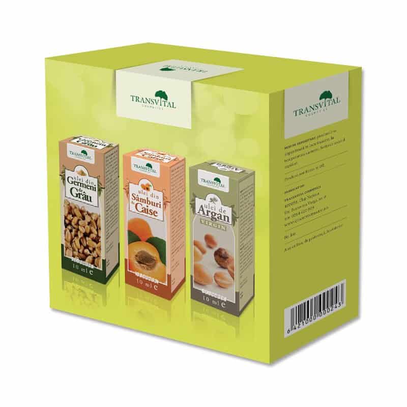 Pachet Ulei de Argan 10ml + Ulei din Germeni de grau 10ml + Ulei din samburi de Caise 10ml