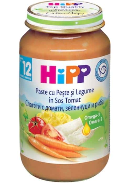 Paste Bio cu peste si legume in sos de rosii de la 12 luni+, 220g, Hipp 1 Paste Bio cu peste si legume in sos de rosii de la 12 luni+