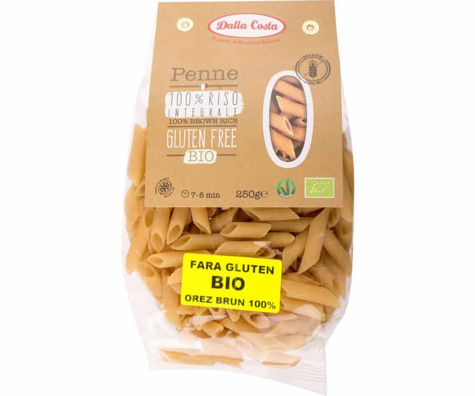 Paste penne din orez brun Bio, 250g, Dalla Costa 1 Paste penne din orez brun Bio