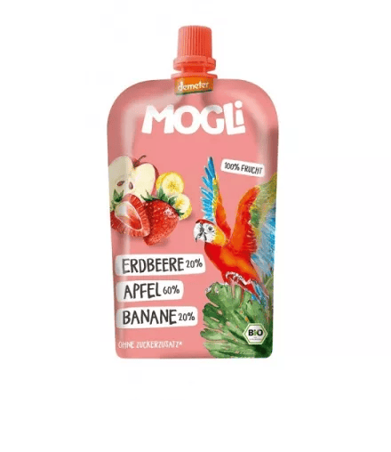 Pireu mere-banane-capsuni Eco, 120g, Mogli 1 Pireu mere-banane-capsuni Eco