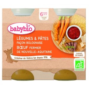 Piure bio de legume si paste in stil Bolognaise +6 luni