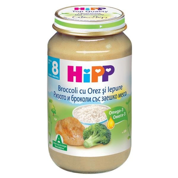 Piure de iepure cu brocoli și risotto