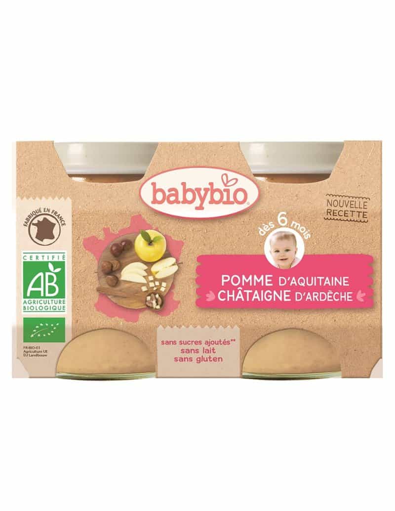 Piure de mere si castane Bio, 2 x 130g, BabyBio 1 Piure de mere si castane Bio