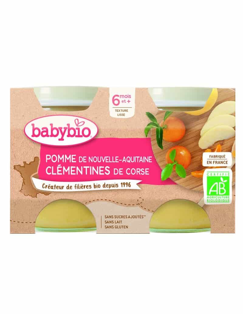 Piure de mere si clementine Bio, 2 x 130g, BabyBio 1 Piure de mere si clementine Bio