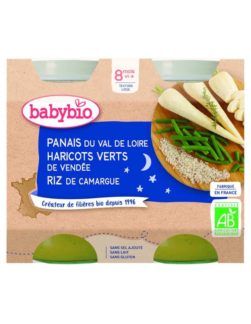 Piure de pastranac, fasole verde si orez Bio, 2 x 200g, BabyBio 1 Piure de pastranac