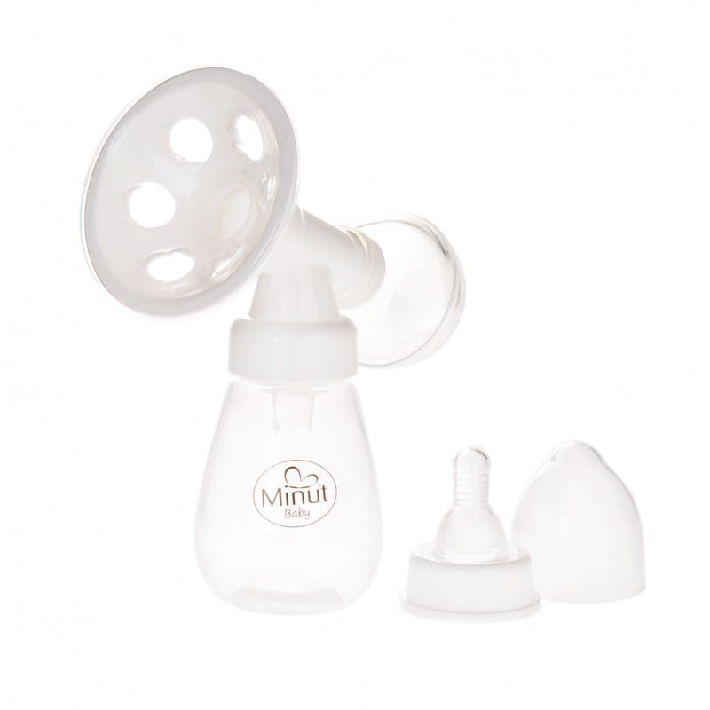 Pompa pentru san manuala cu tetina si biberon cu capac 0+ luni Baby