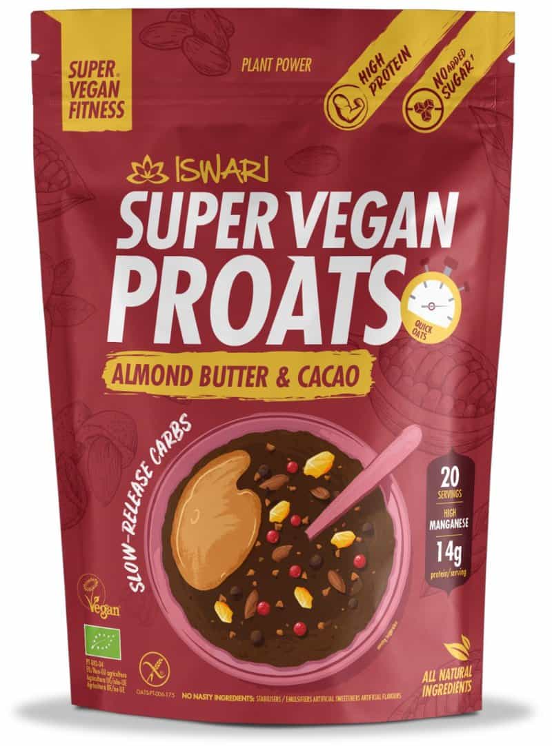Proats Vegan Bio cu unt de migdale si cacao, 1200g, Iswari 1 Proats Vegan Bio cu unt de migdale si cacao