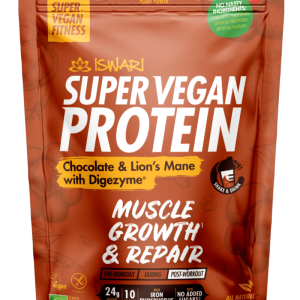 Proteina Super Vegan bio ciocolata si coama de leu cu DigeZyme
