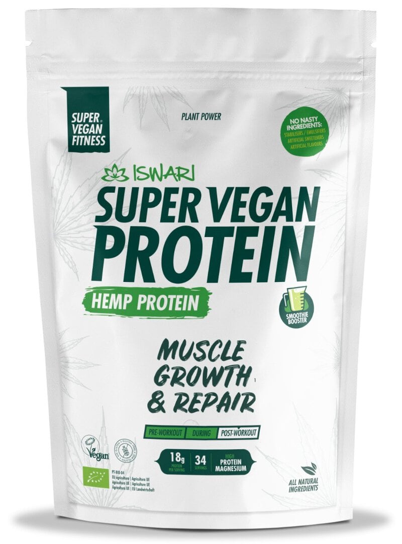 Proteina Super Vegana bio din canepa, 1200g, Iswari 1 Proteina Super Vegana bio din canepa