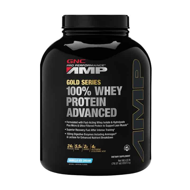 Proteina din zer cu aroma de vanilie AMP Gold Series 100% Whey Protein Advanced