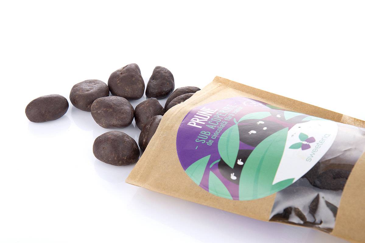 Prune in ciocolata fara zahar, 250g, Sweeteria 1 Prune in ciocolata fara zahar