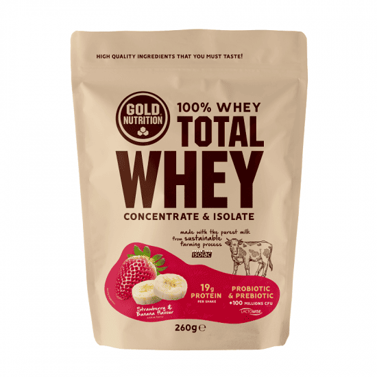 Pudra proteica Total Whey capsuni si banane