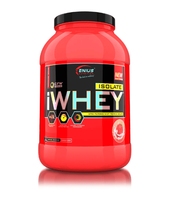 Pudra proteica cu aroma de capsuni iWhey Isolate, 900g, Genius Nutrititon 1 Pudra proteica cu aroma de capsuni iWhey Isolate