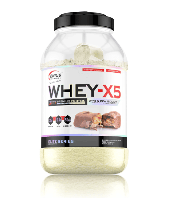 Pudra proteica cu aroma de ciocolata cu alune Whey-X5, 2000g, Genius Nutrition 1 Pudra proteica cu aroma de ciocolata cu alune Whey-X5