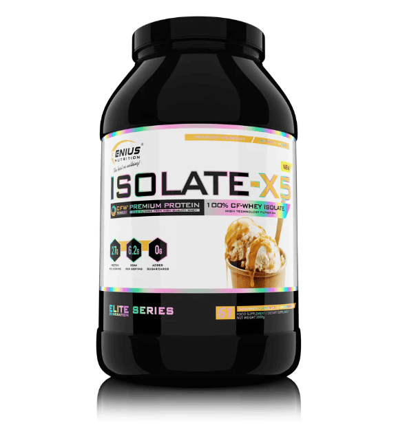 Pudra proteica cu aroma de inghetata de vanilie Isolate-X5, 2000g, Genius Nutrition 1 Pudra proteica cu aroma de inghetata de vanilie Isolate-X5
