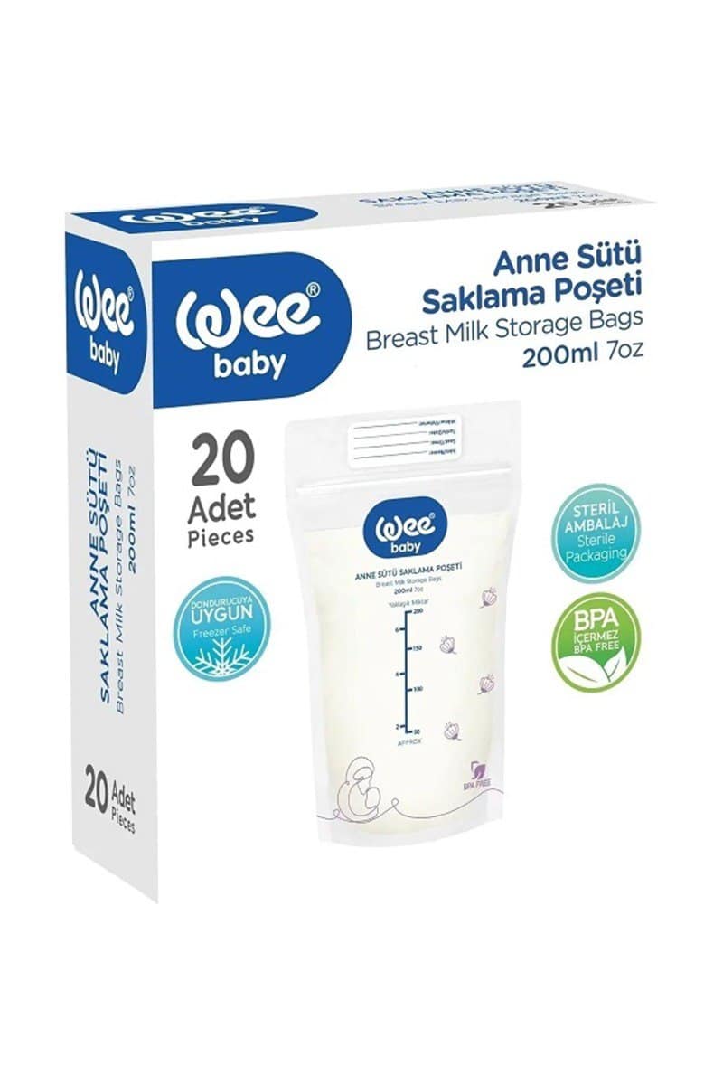 Pungi pentru stocarea laptelui, 200ml x 20 bucati, Wee Baby 1 Pungi pentru stocarea laptelui