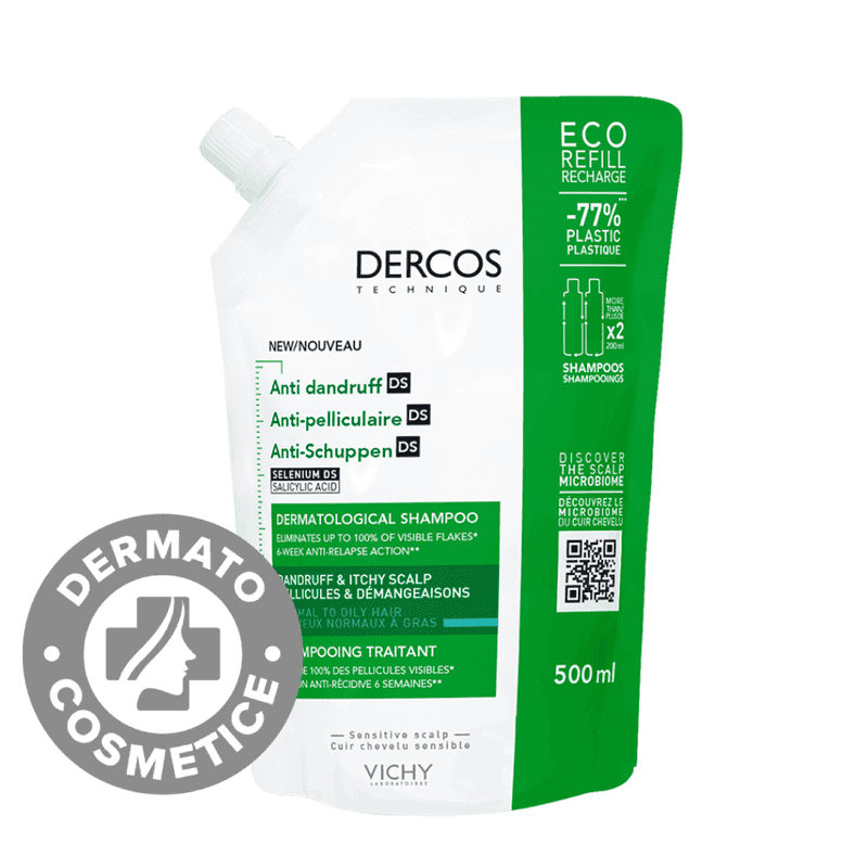 Rezerva sampon anti-matreata pentru par normal-gras Eco Dercos