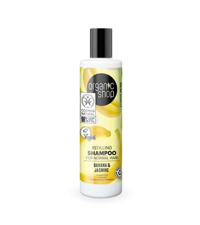 Sampon pentru par normal cu banana si iasomie, 280ml, Organic Shop 1 Sampon pentru par normal cu banana si iasomie
