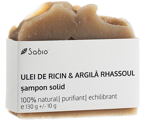 Sampon solid de Ricin si Argila Rhassoul, 130g, Sabio 1 Sampon solid de Ricin si Argila Rhassoul