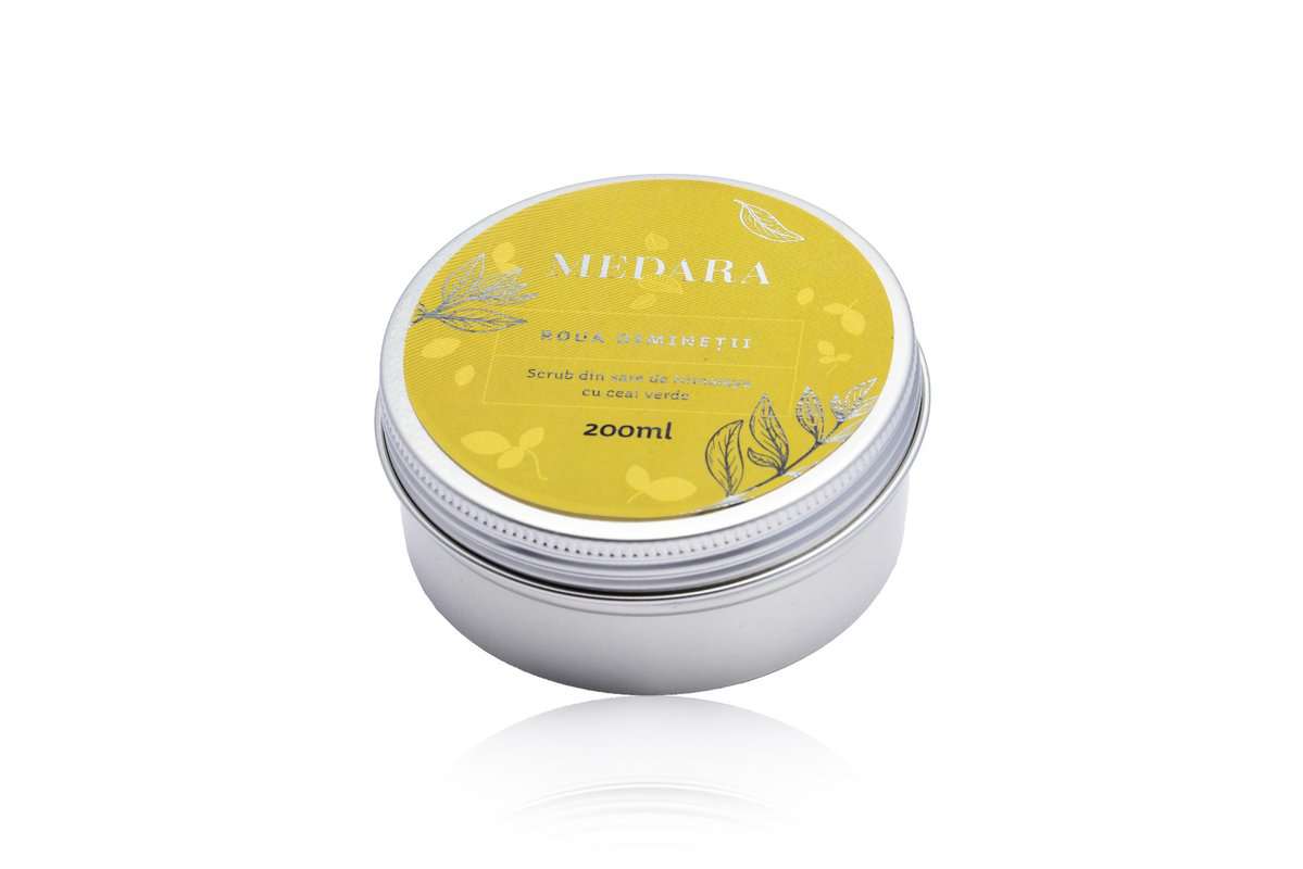 Scrub cu sare de Himalaya si ceai verde Roua Diminetii, 200ml, Medara 1 Scrub cu sare de Himalaya si ceai verde Roua Diminetii