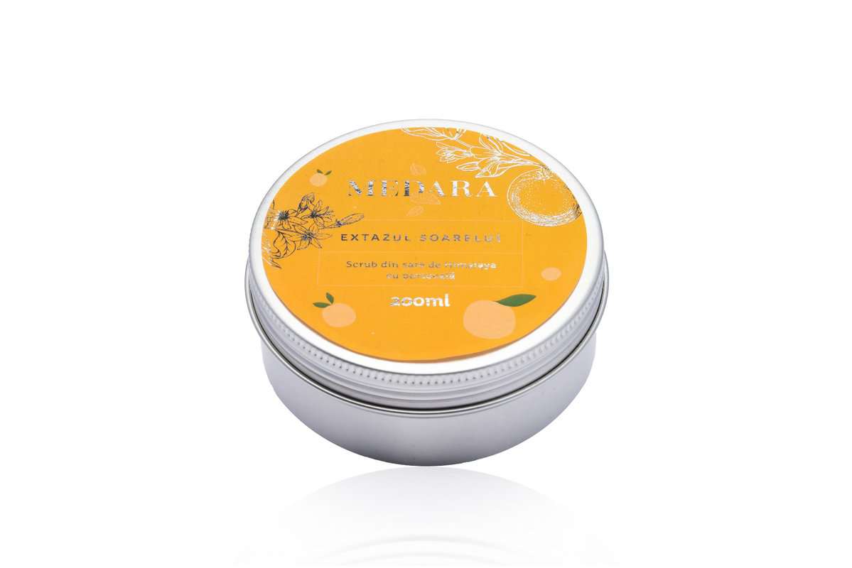 Scrub cu sare de Himalaya si portocale Extazul Soarelui, 200ml, Medara 1 Scrub cu sare de Himalaya si portocale Extazul Soarelui