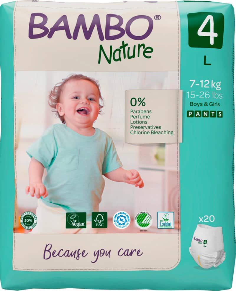 Scutece Pants Nr 4 pentru 7-12kg, 20 bucati, Bambo Nature 1 Scutece Pants Nr 4 pentru 7-12kg