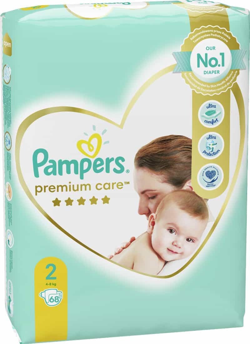 Scutece Premium Care 4-8kg Marimea 2, 68 bucati, Pampers 1 Scutece Premium Care 4-8kg Marimea 2