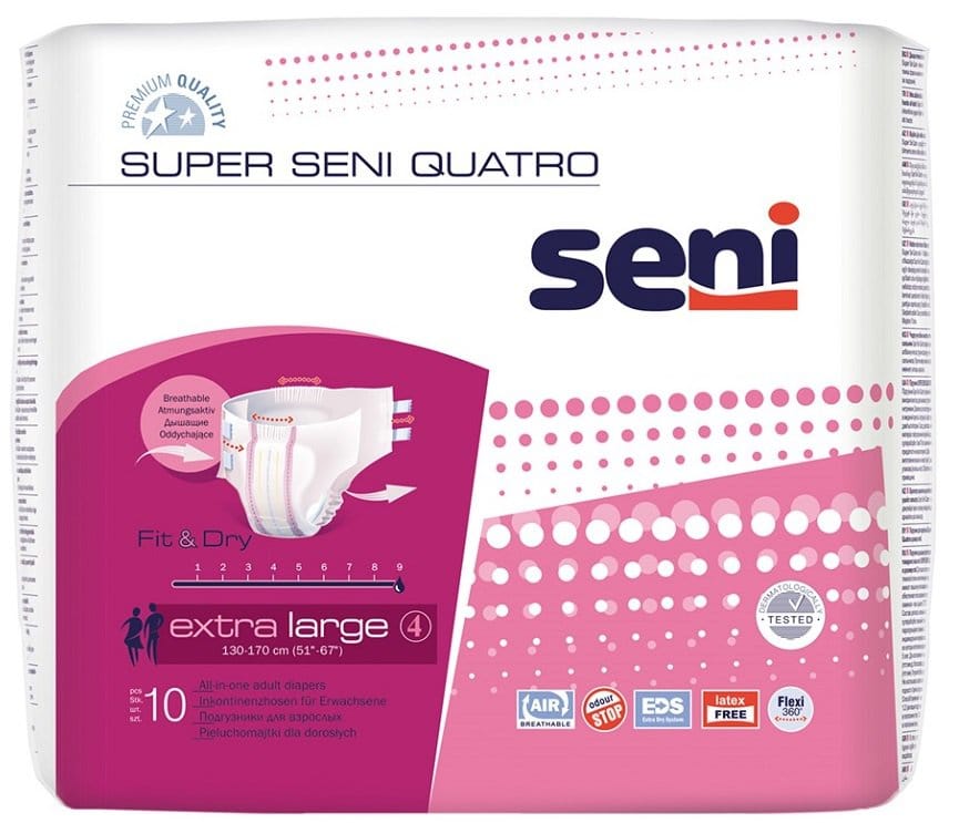 Scutece pentru adulti Super Quatro Extra Large, 10 bucati, Seni 1 Scutece pentru adulti Super Quatro Extra Large