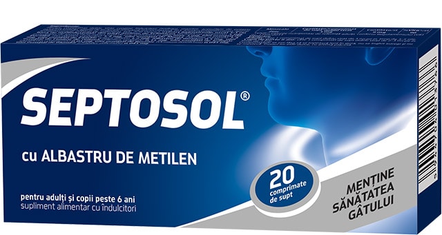 Septosol cu albastru de metilen, 20 comprimate de supt, Biofarm 1 Septosol cu albastru de metilen