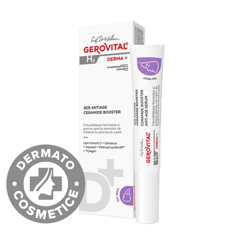 Ser antiage Ceramide Booster H3 Derma+, 15ml, Gerovital 1 Ser antiage Ceramide Booster H3 Derma+, 15ml, Gerovital – ofertă, preț și specificații