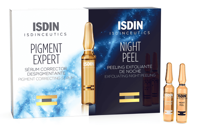 Ser corector pentru depigmentare Pigment Expert + Exfoliant de noapte Night Peeling, 20 fiole x 2ml, Isdin 1 Ser corector pentru depigmentare Pigment Expert + Exfoliant de noapte Night Peeling