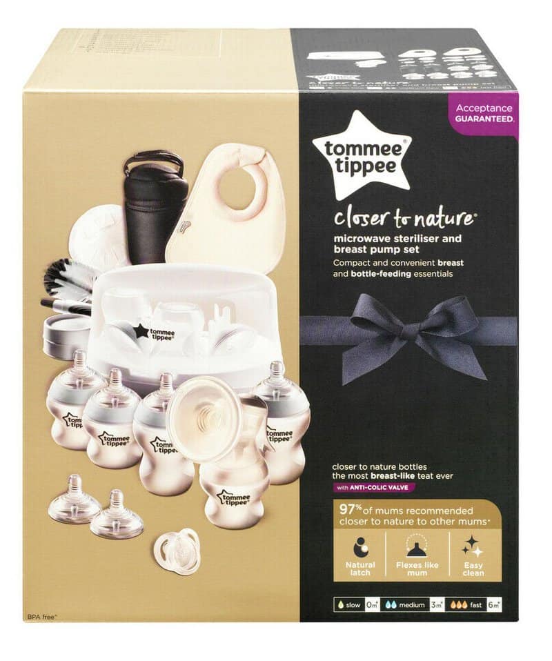 Set Sterilizator pentru microunde si pompa de san manuala, Tommee Tippee 1 Set Sterilizator pentru microunde si pompa de san manuala