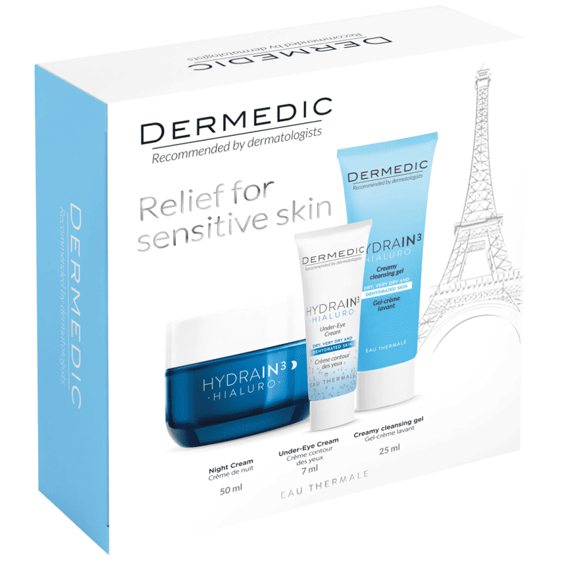 Set cadou Hydrain3 Crema de noapte 50ml + Gel de curatare 25ml + Crema contur ochi 7ml