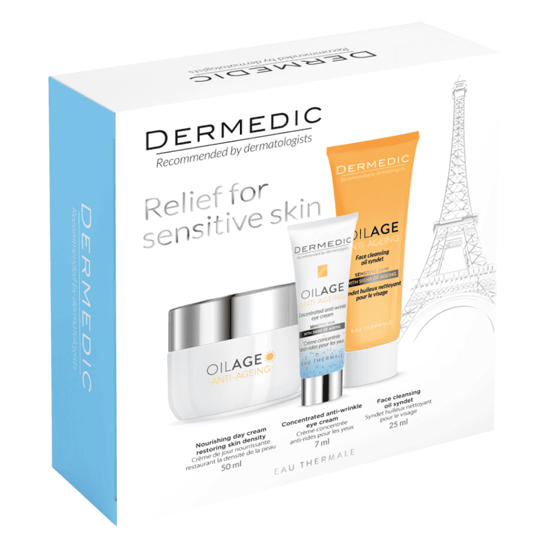 Set cadou Oilage Crema de zi 50ml + Ulei Syndet 25ml + Crema contur ochi 7ml, Dermedic 1 Set cadou Oilage Crema de zi 50ml + Ulei Syndet 25ml + Crema contur ochi 7ml