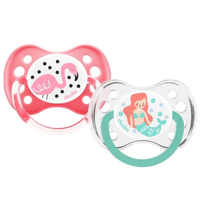 Set suzete anatomice din silicon 6 luni+ Sirena/Flamingo A18