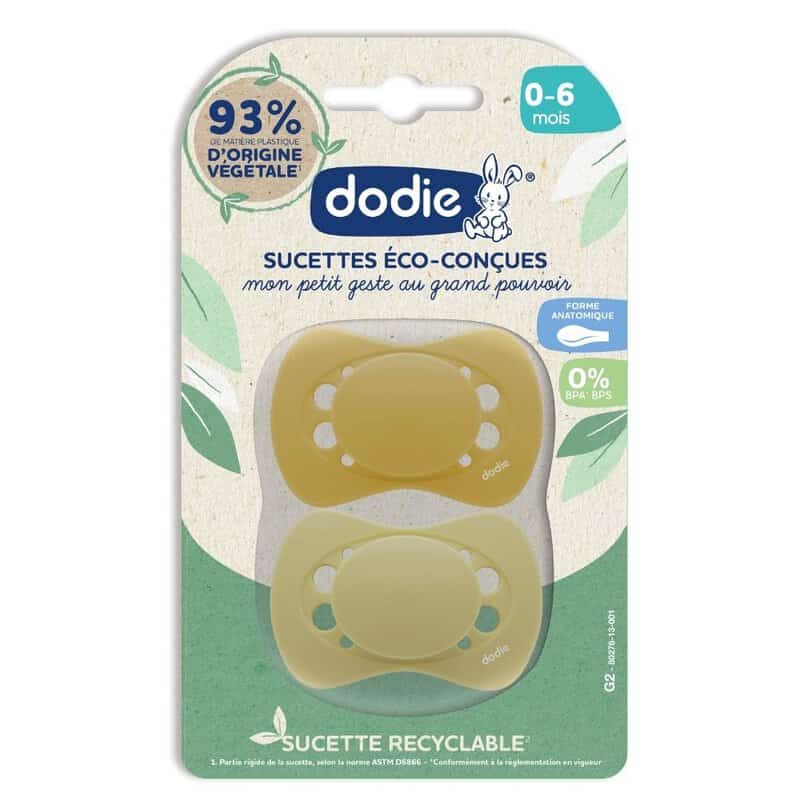 Set suzete bioplastic 0-6 luni Galben
