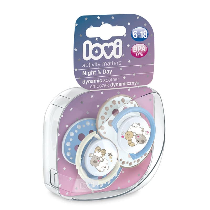 Set suzete din silicon Dynamic Night&Day oita pentru baieti 6-18 luni