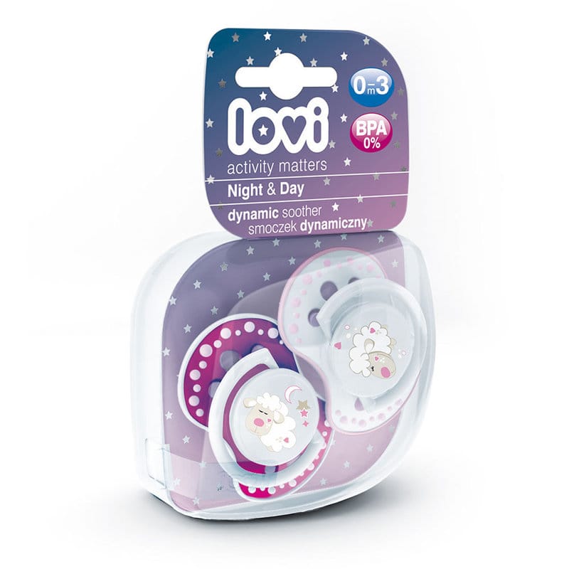 Set suzete din silicon Dynamic Night&Day oita pentru fete 0-3 luni