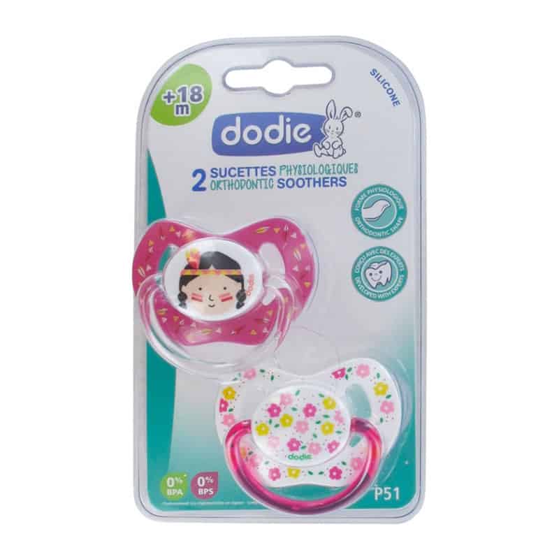 Set suzete ortodontice din silicon 18 luni+ Fetite Flori/Indianca P51