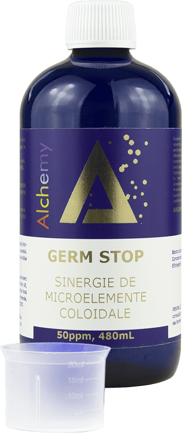 Sinergie de argint, cupru si aur coloidal Germ Stop 50ppm, 480ml, Alchemy 1 Sinergie de argint