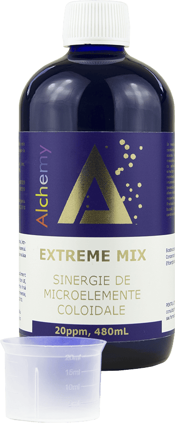Sinergie de aur, zinc si cupru coloidal, Extreme Mix 20ppm, 480ml, Alchemy 1 Sinergie de aur