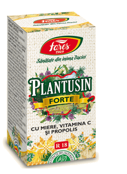 Sirop Plantusin Forte cu miere, Vitamina C si propolis, 100ml, Fares 1 Sirop Plantusin Forte cu miere