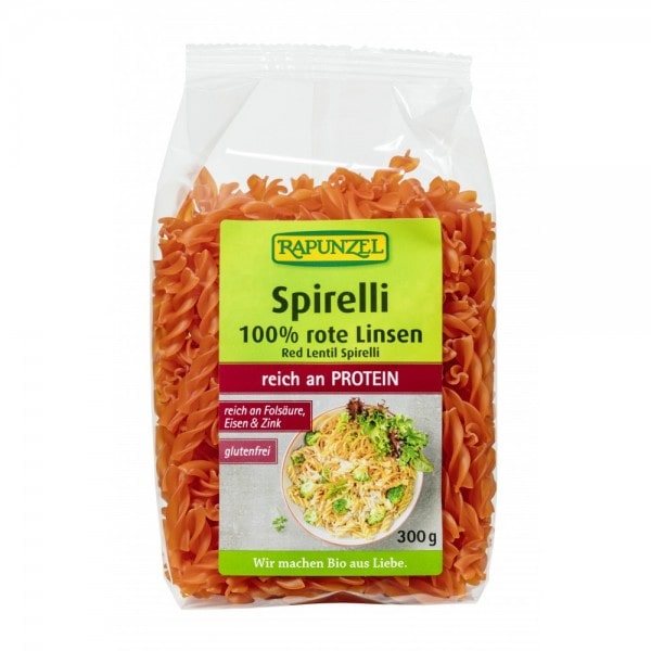 Spirelli din linte rosie fara gluten bio