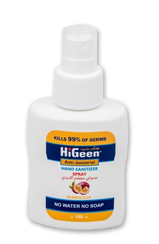 Spray dezinfectant pentru masca + maini si obiecte cu Maracuja, 100ml, HiGeen 1 Spray dezinfectant pentru masca + maini si obiecte cu Maracuja