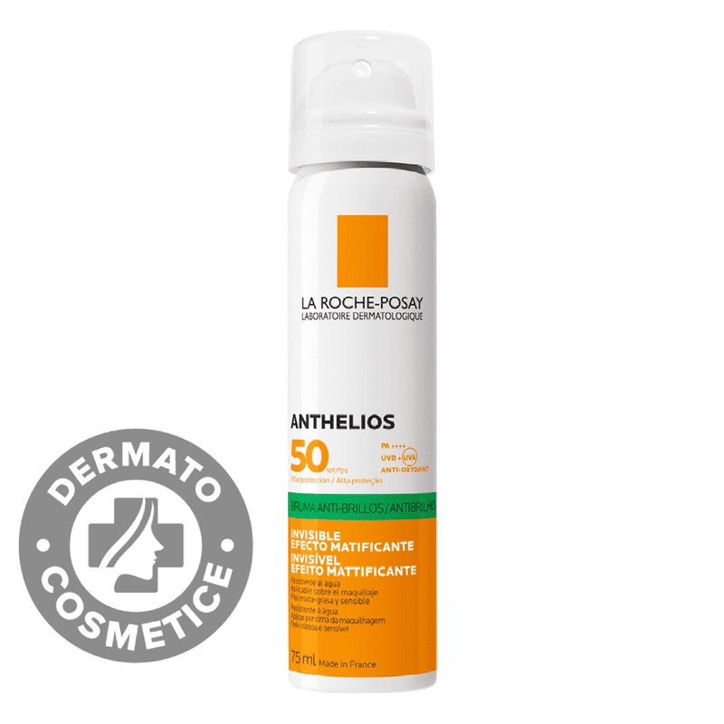 Spray invizibil matifiant cu protectie solara SPF 50 pentru ten gras si sensibil Anthelios