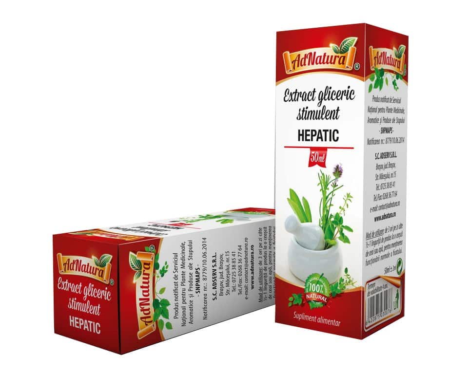 Stimulent hepatic extract gliceric, 50ml, AdNatura 1 Stimulent hepatic extract gliceric