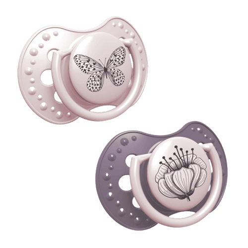 Suzeta din silicon Dynamic Botanic pentru fete 18+luni